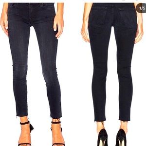 MOTHER “Looker” ankle frey jeans, size 29, rebel black distress wash.